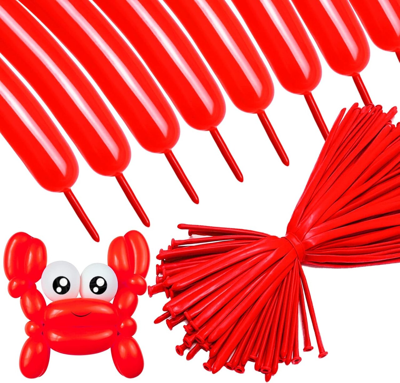260 Long Latex Balloons 100 Pack Red Twisting Animal Balloons